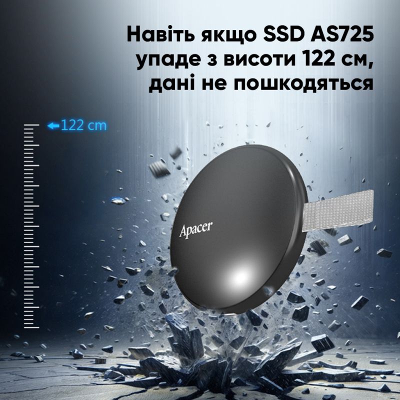 Портативний SSD Apacer Magnetic AS725 512 GB USB 3.2 Gen.2 Type-C MagSafe Black