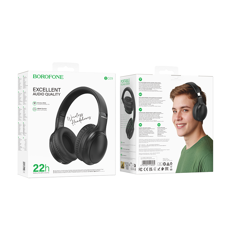 Бездротові накладні навушники BOROFONE BO29 Fascinador BT headphones Black