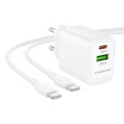 Мережевий зарядний пристрій з кабелем BOROFONE BN27 Fuente PD20W+QC3.0 charger set (C to C) (EU) White