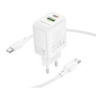 Мережевий зарядний пристрій з кабелем BOROFONE BN27 Fuente PD20W+QC3.0 charger set (C to C) (EU) White