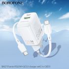 Мережевий зарядний пристрій з кабелем BOROFONE BN27 Fuente PD20W+QC3.0 charger set (C to C) (EU) White