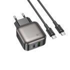 Мережевий зарядний пристрій з кабелем BOROFONE BAS54A Absolute PD20W+QC3.0 charger set (C to C) (EU) Black