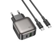 Мережевий зарядний пристрій з кабелем BOROFONE BAS54A Absolute PD20W+QC3.0 charger set (C to C) (EU) Black