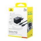 Мережевий зарядний пристрій Baseus Palm Fast Charger 1C 20W EU Cluster Black (with Baseus Mini White Cable USB-C to USB-C 60W (20V/3A) 1m Cluster Blac