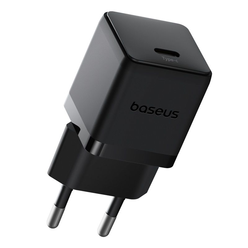 Мережевий зарядний пристрій Baseus Palm Fast Charger 1C 20W EU Cluster Black (with Baseus Mini White Cable USB-C to USB-C 60W (20V/3A) 1m Cluster Blac