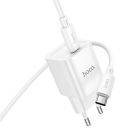 Мережевий зарядний пристрій з кабелем HOCO C146A Charm single port PD20W charger set (C to C) (EU) White