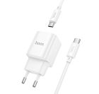 Мережевий зарядний пристрій з кабелем HOCO C146A Charm single port PD20W charger set (C to C) (EU) White