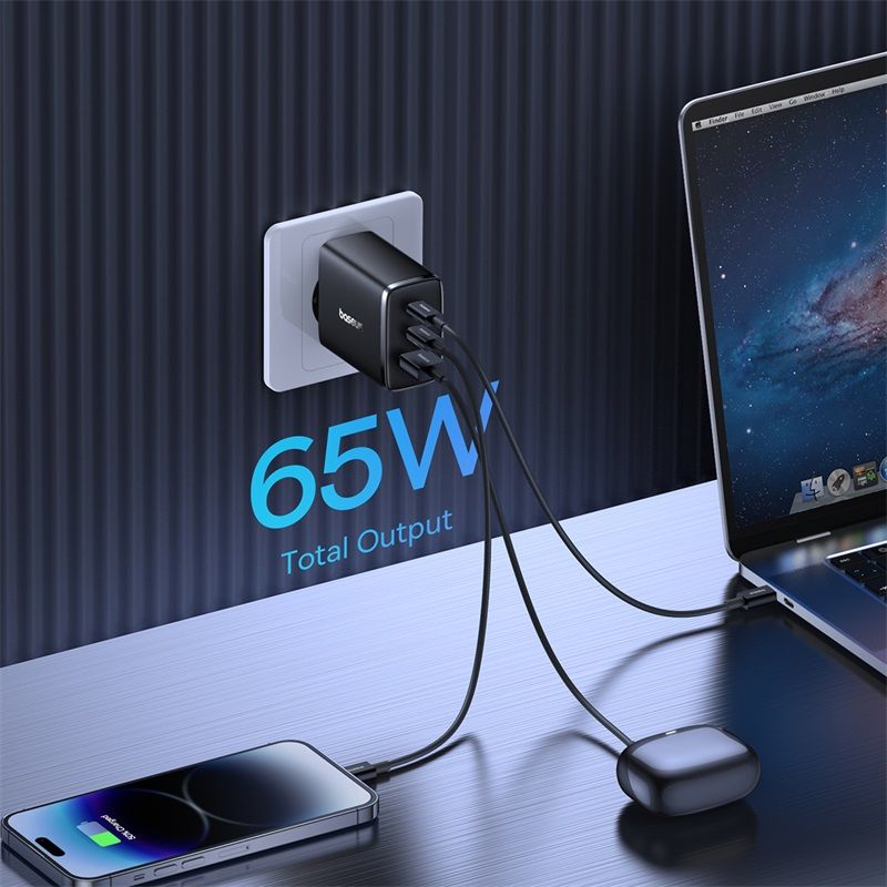 Мережевий зарядний пристрій Baseus Cube Pro Fast Charger 2C+U 65W EU Cluster Black