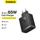 Мережевий зарядний пристрій Baseus Cube Pro Fast Charger 2C+U 65W EU Cluster Black