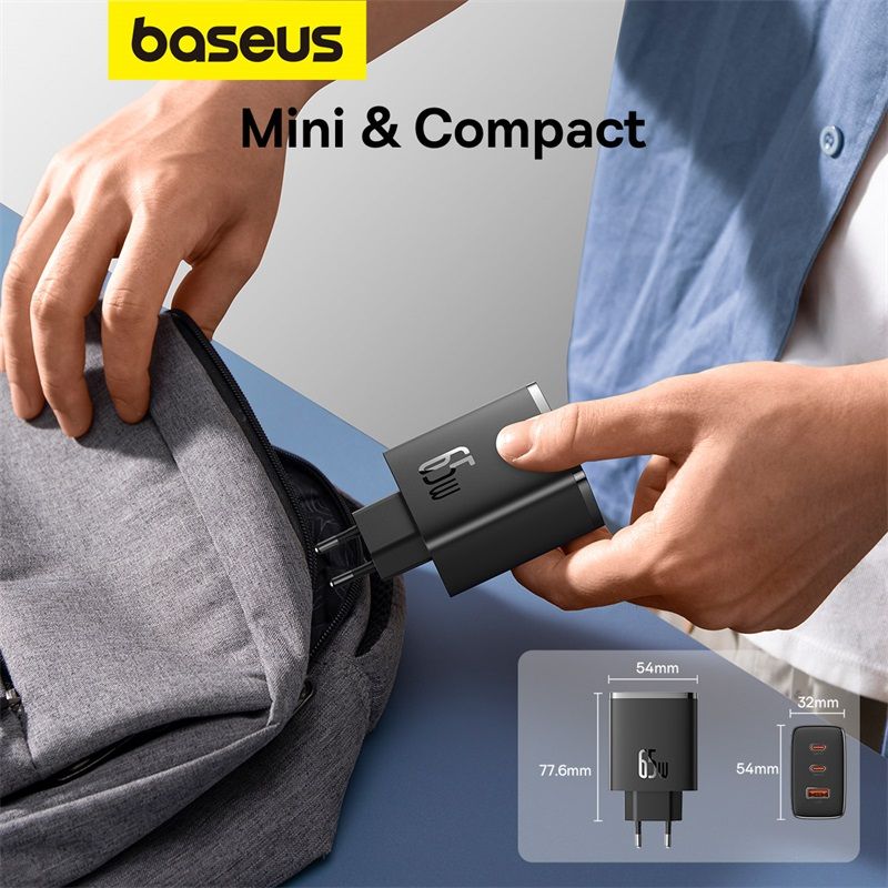 Мережевий зарядний пристрій Baseus Cube Pro Fast Charger 2C+U 65W EU Cluster Black