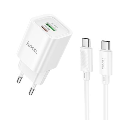 Мережевий зарядний пристрій HOCO C149A Charm PD30W+QC3.0 charger set (C to C)(EU) White