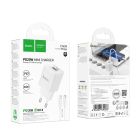 Мережевий зарядний пристрій з кабелем HOCO C147A Charm PD20W+QC3.0 charger set (C to iP)(EU) White