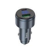 Автомобільний зарядний пристрій HOCO Z57B Glorious 63W dual-port digital display PD45W+QC3.0 car charger Metal Gray