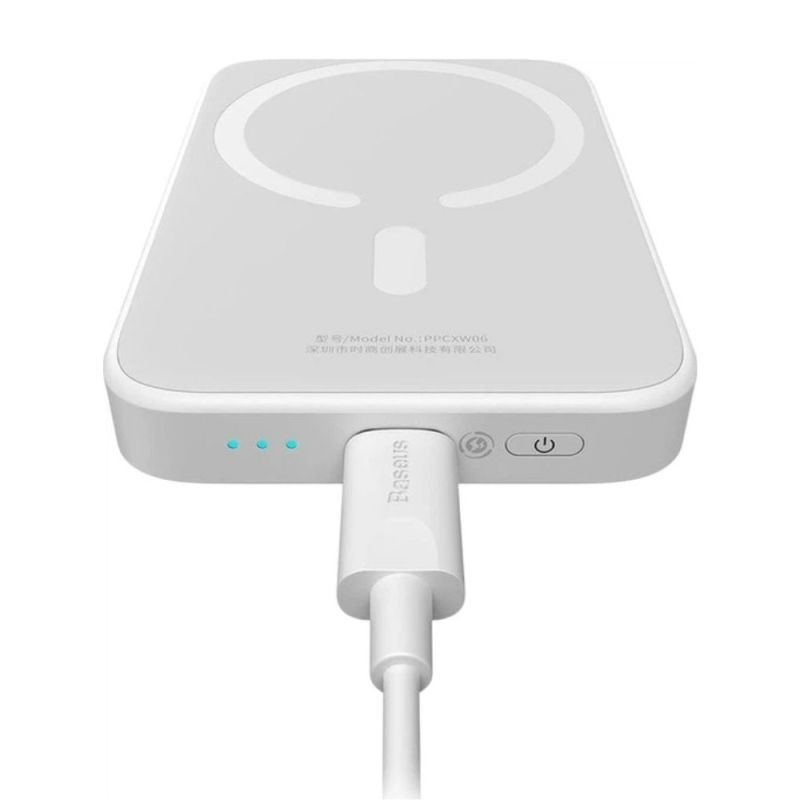 Зовнішній акумулятор Baseus Magnetic Mini Air Wireless Fast Charge Power Bank 6000mAh 20W Stellar White（With Simple Series Charging Cable Type-C to