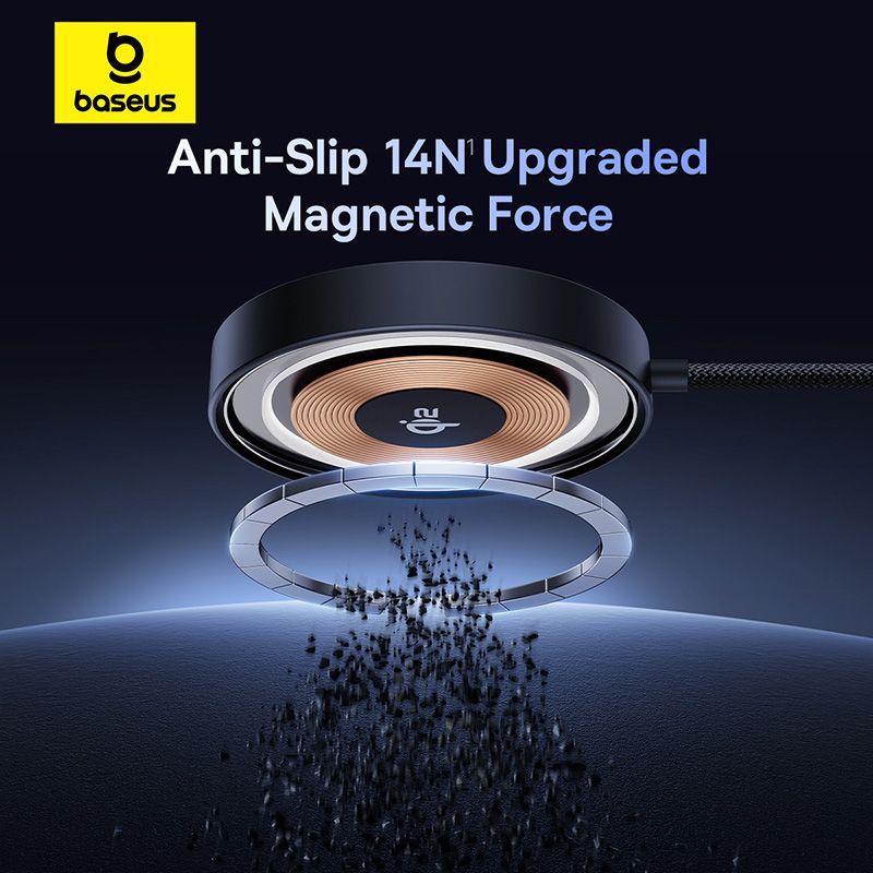 Бездротовий зарядний пристрій Baseus Simple Mini4 Magnetic Wireless Charging Stand Qi2 15W Universal Explorer Edition Cosmic Black