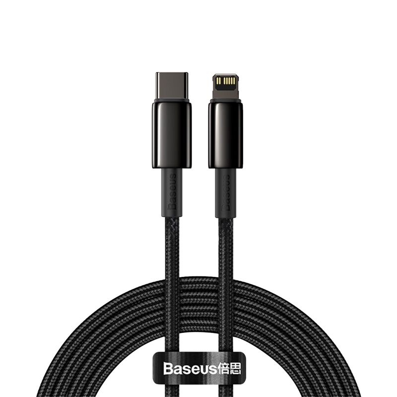 Кабель Baseus Tungsten Gold Fast Charging Data Cable Type-C to iP PD 20W 2m Black