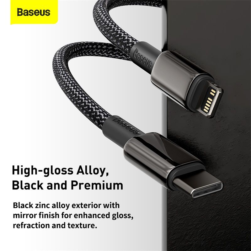 Кабель Baseus Tungsten Gold Fast Charging Data Cable Type-C to iP PD 20W 2m Black