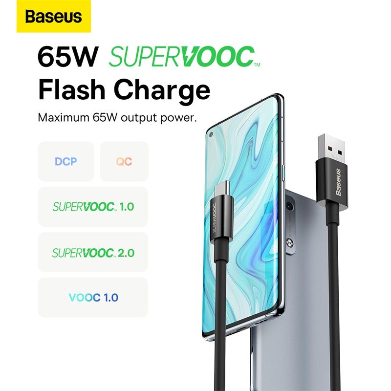 Кабель Baseus Superior Series (SUPERVOOC) Fast Charging Data Cable USB to Type-C 65W 1m Black