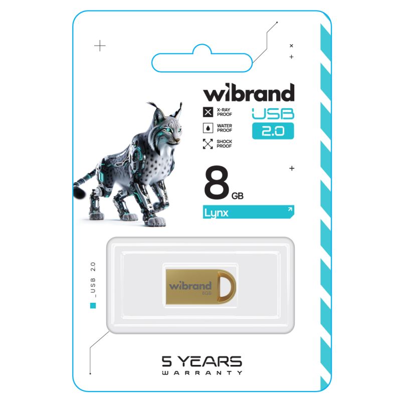 Флеш-накопичувач Wibrand USB 2.0 Lynx 8Gb Gold