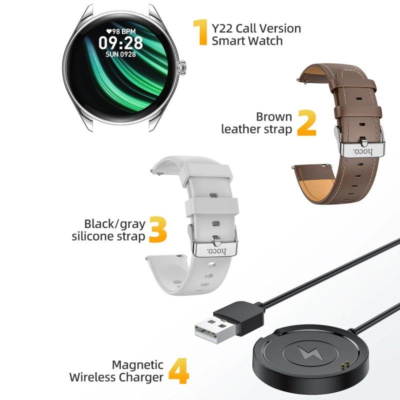 Смарт-годинник HOCO Y22 AMOLED 36mm. 200 mAh. IP67  Black