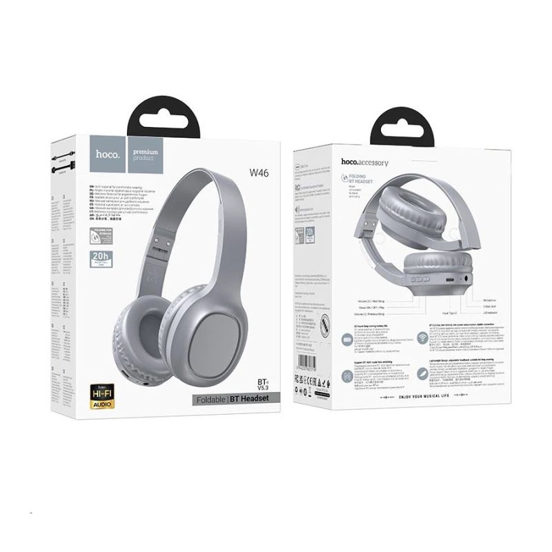 Бездротові накладні навушники HOCO W46 Charm BT headset Light Blue Gray