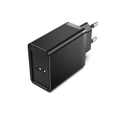 Мережевий зарядний пристрій Vention 1-port USB Wall Charger(12W) EU-Plug Black (FAAB0-EU)