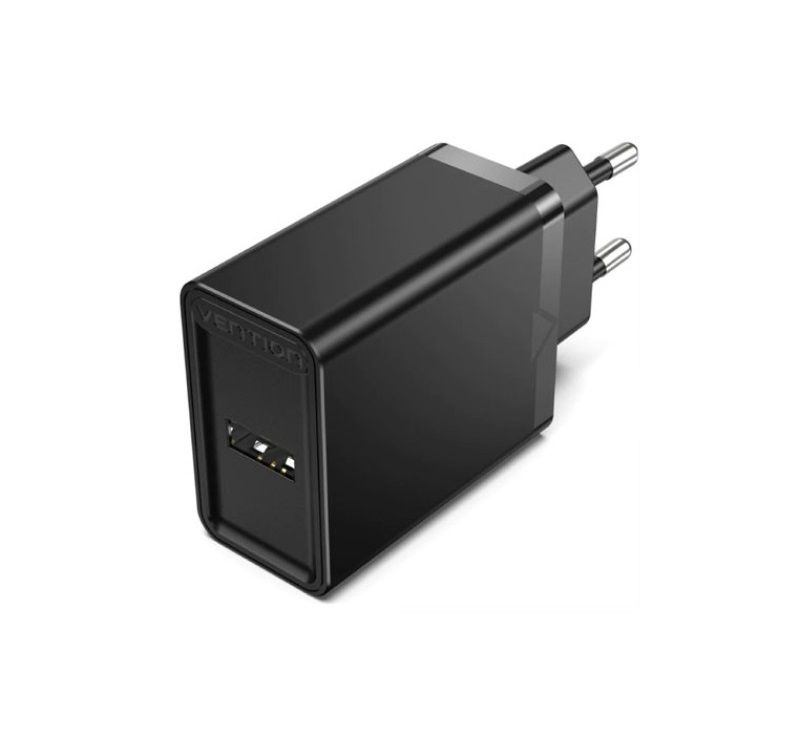 Мережевий зарядний пристрій Vention 1-port USB Wall Charger(12W) EU-Plug Black (FAAB0-EU)