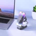 Бездротовий мультизарядний пристрій HOCO CQ3 Motorcycle folding 3-in-1 magnetic wireless fast charger Black