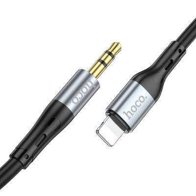 Аудiокабель HOCO UPA22 iP to 3.5mm male, silicone, 1m, Black