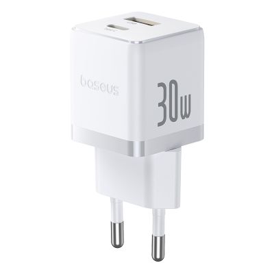 Мережевий зарядний пристрій Baseus Palm Fast Charger C+U 30W EU Moon White