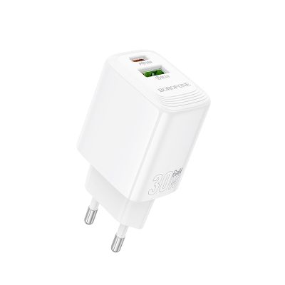 Мережевий зарядний пристрій BOROFONE BN29 Fuente PD30W+QC3.0 charger (EU) White