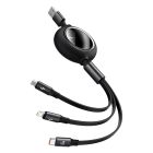 Кабель Baseus Bright Mirror 2 Series Retractable 3-in-1 Fast Charging  Data Cable USB to M+L+C 66W 1.1m Black