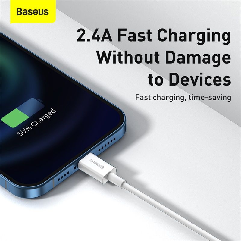 Кабель Baseus Superior Series Fast Charging Data Cable USB to iP 2.4A 0.25m White