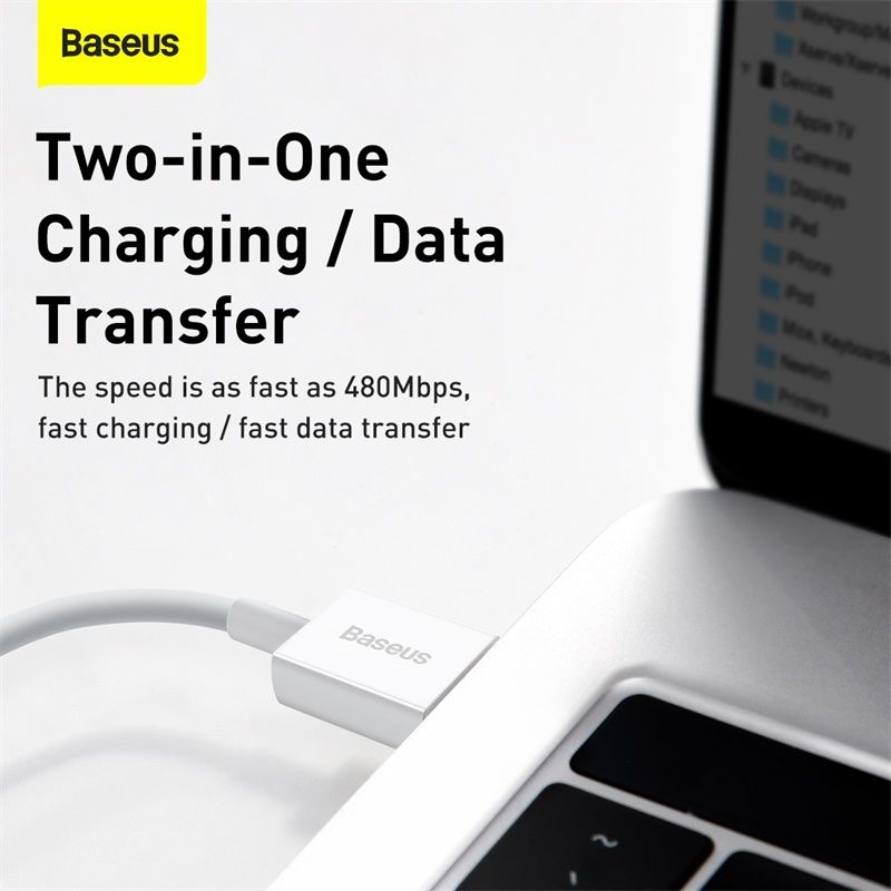 Кабель Baseus Superior Series Fast Charging Data Cable USB to iP 2.4A 0.25m White