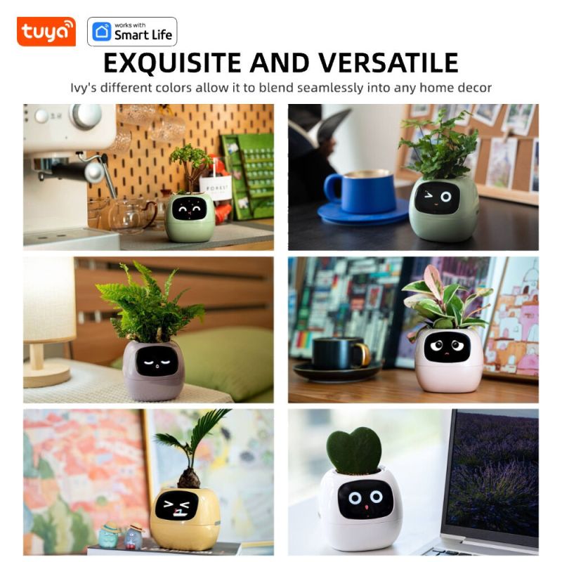 Інтерактивний розумний горщик для рослин Ivy Smart Planter Tuya AI, Yellow