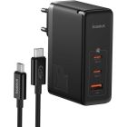 Мережевий зарядний пристрій з кабелем Baseus GaN5 Pro Digital Fast Charger 2C+U 160W Cluster Black (With Superior Charging Data Cable C to С)
