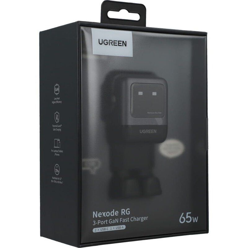 Мережевий зарядний пристрій UGREEN Uno RG 65W 3-Port GaN Fast Charger EU