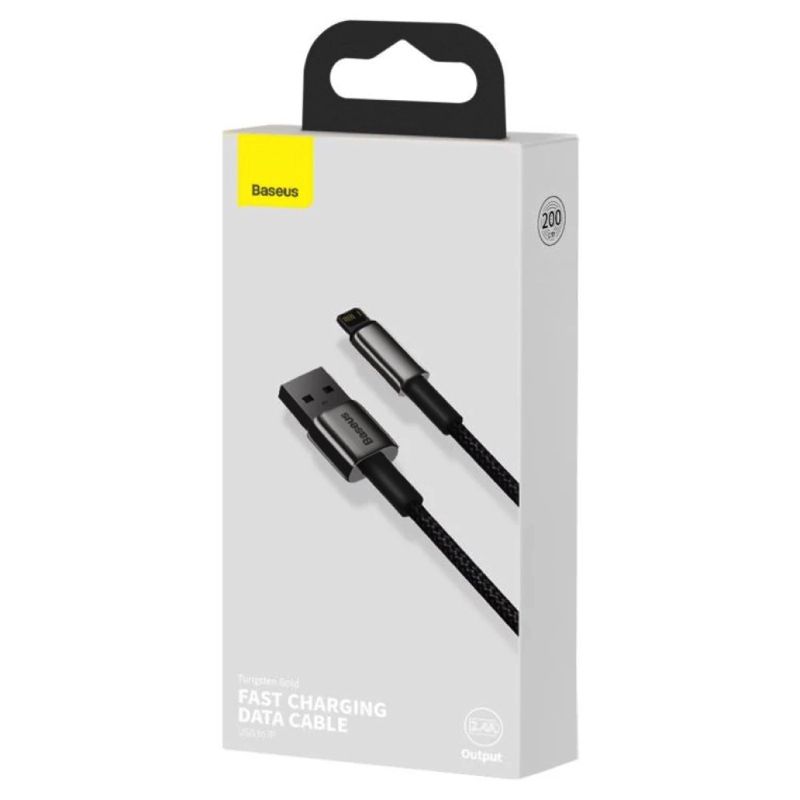 Кабель Baseus Tungsten Gold Fast Charging Data Cable USB to iP 2.4A 2m Black
