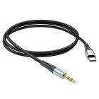 Аудiокабель HOCO UPA22 Type-C to 3.5mm male, silicone, 1m, Black