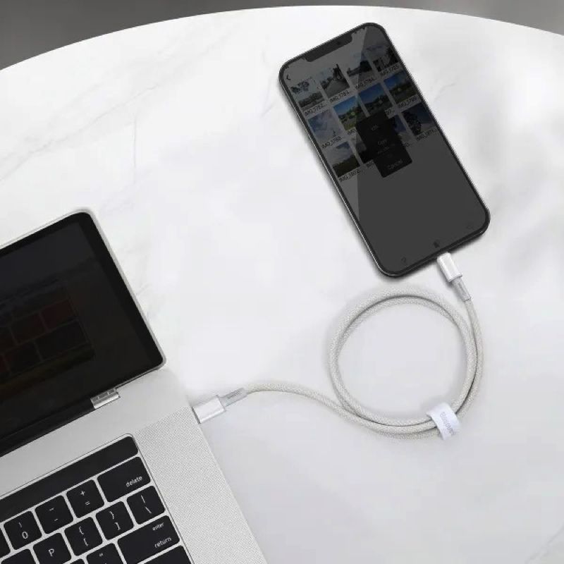 Кабель Baseus High Density Braided Fast Charging Data Cable Type-C to iP PD 20W 2m White