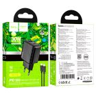 Мережевий зарядний пристрій з кабелем HOCO CS23A Sunlight dual-port PD30W+QC3.0 charger set (C to iP)(EU) Black