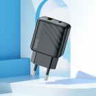 Мережевий зарядний пристрій з кабелем HOCO CS23A Sunlight dual-port PD30W+QC3.0 charger set (C to iP)(EU) Black