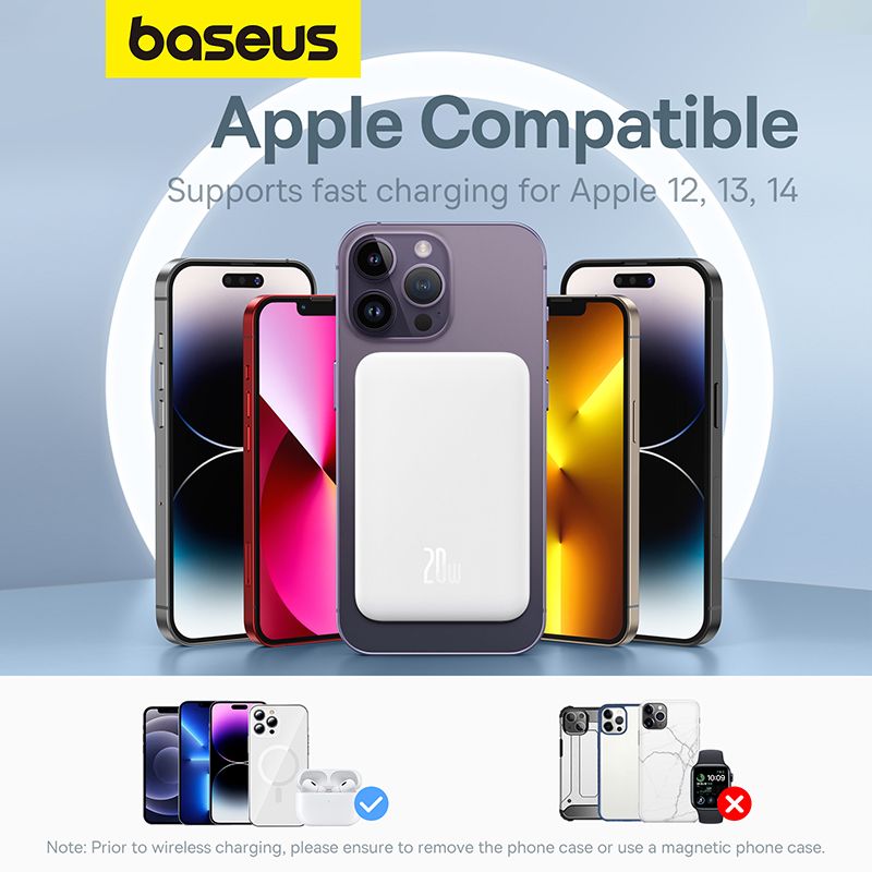 Зовнішній акумулятор Baseus Magnetic Mini Wireless Fast Charge Power Bank 5000mAh 20W Stellar White（With Simple Series Charging Cable Type-C to Typ