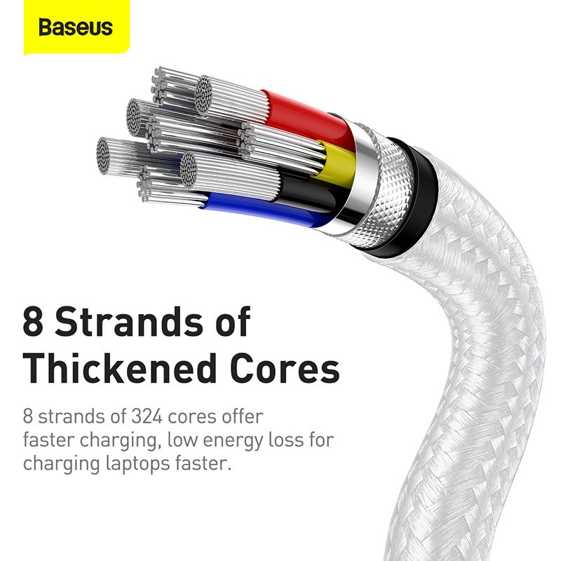 Кабель Baseus Cafule Series Metal Data Cable Type-C to Type-C 100W 2m White