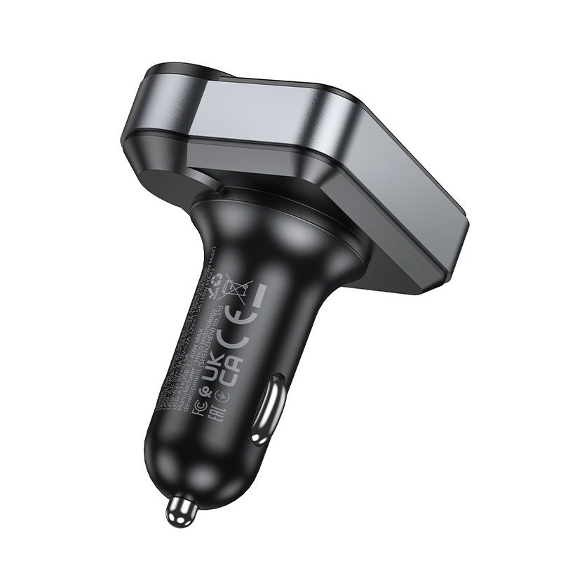 АЗП з FM-модулятором HOCO E86 Alegria 48W dual port PD30W+QC3.0 car BT FM transmitter Black