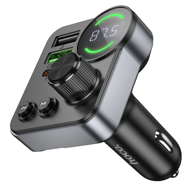 АЗП з FM-модулятором HOCO E86 Alegria 48W dual port PD30W+QC3.0 car BT FM transmitter Black