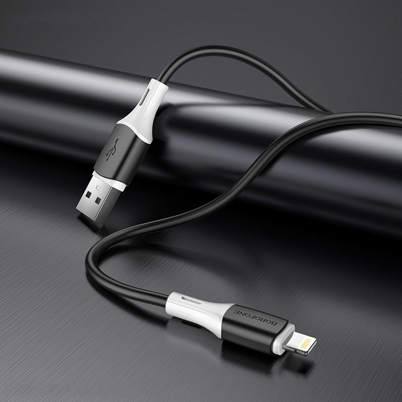 Кабель BOROFONE BX79 USB to iP 2.4A, 1m, silicone, silicone connectors, Black