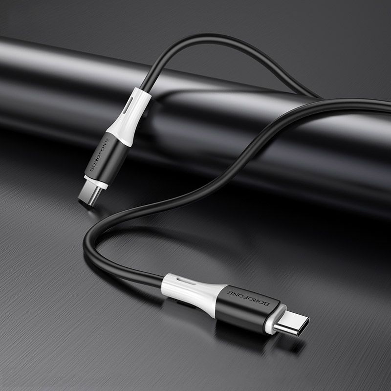 Кабель BOROFONE BX79 Type-C to Type-C 3A,60W, 1m, silicone, silicone connectors, Black