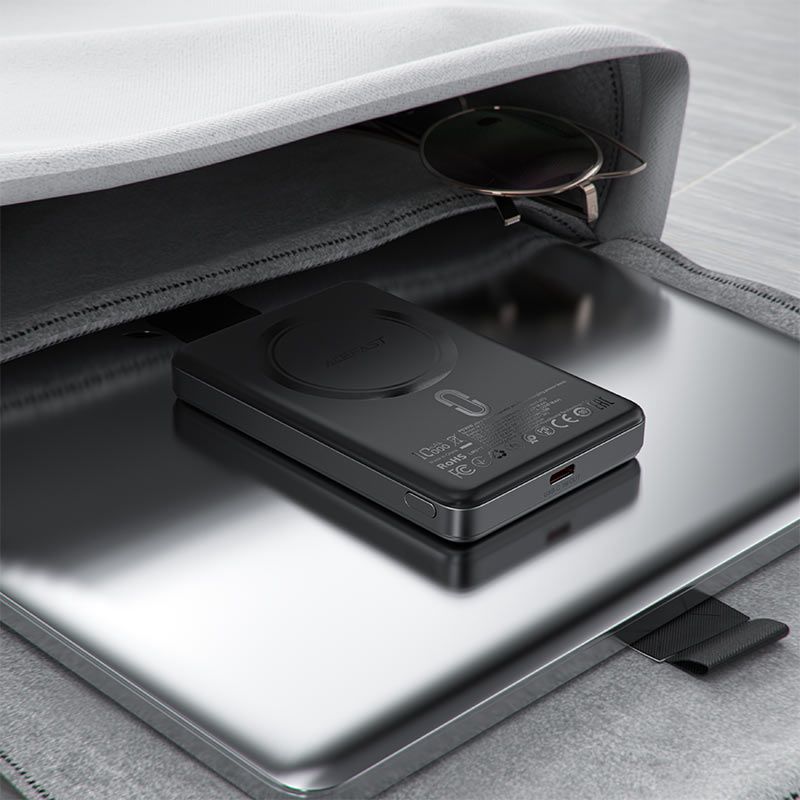 Зовнішній акумулятор ACEFAST M12 PD20W ultra-thin magnetic wireless charging power bank 10000mAh, Black