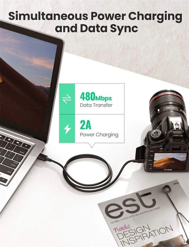 Кабель UGREEN USB 2.0 A Male to Mini 5 Pin Male Cable 2m (Black)